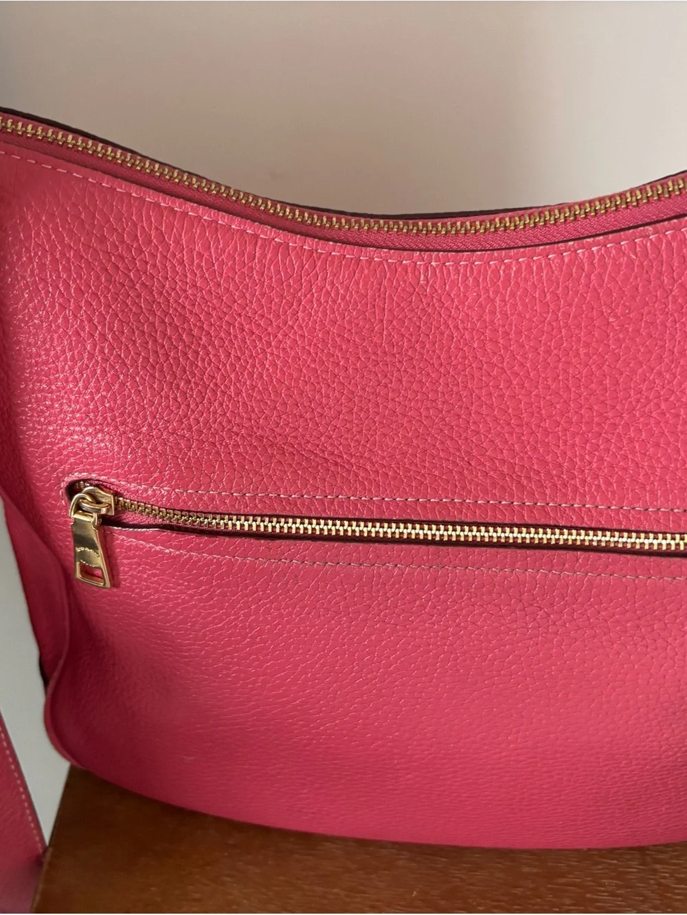 Coach Pebbled Leather Shoulder Bag in Bright Pink